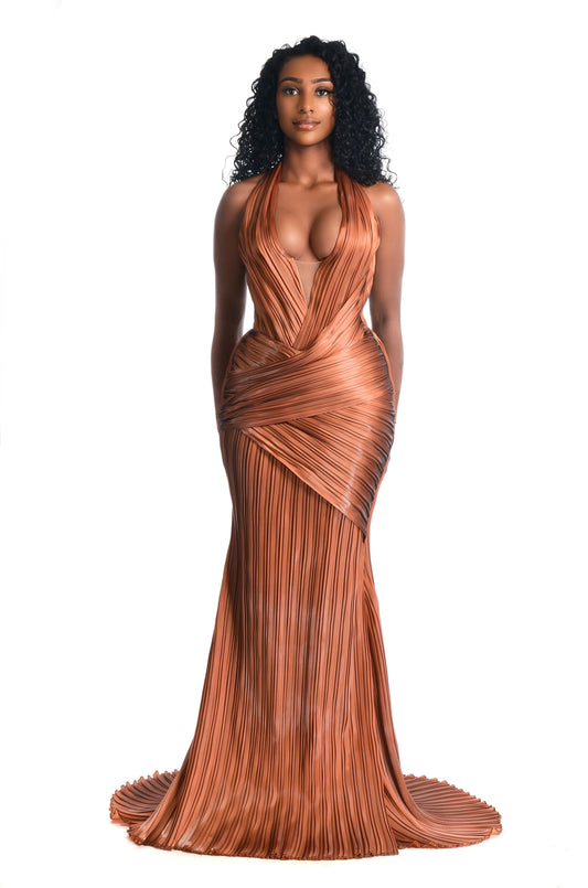 The Terracotta Pleated Dress